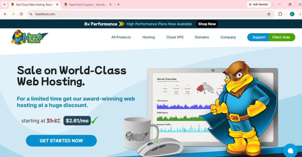 HawkHost Get Started button