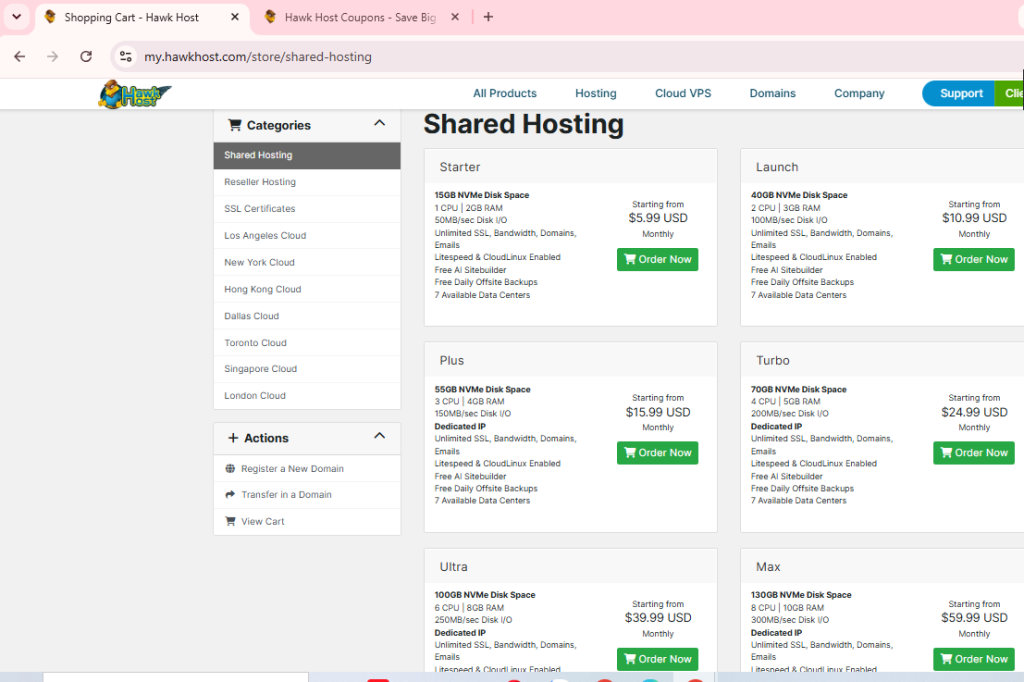 HawkHost Pricing Overview