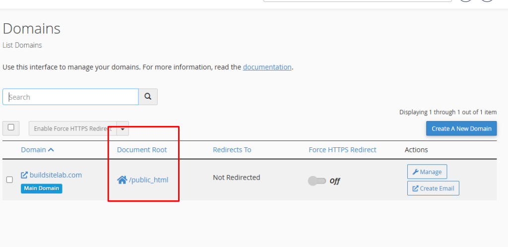 document root field