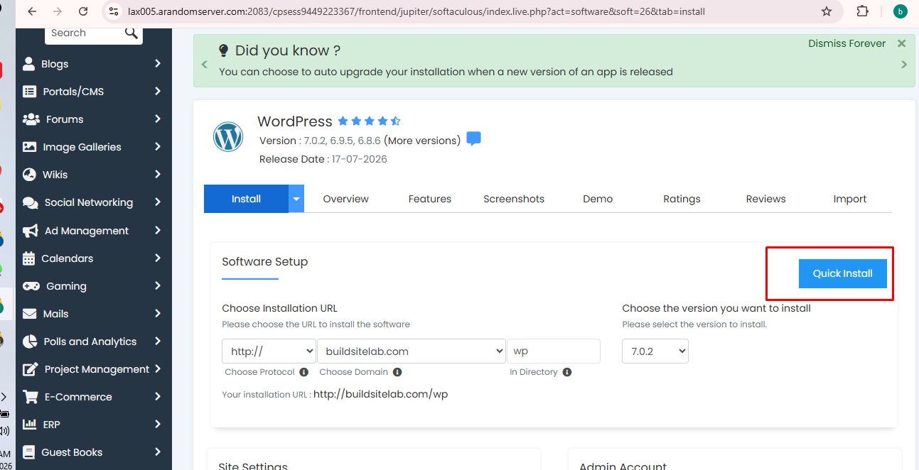 Website running on a HawkHost subdomain