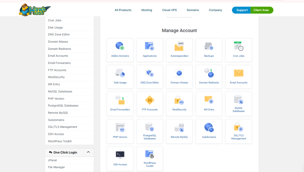 hawkhost product detail manage