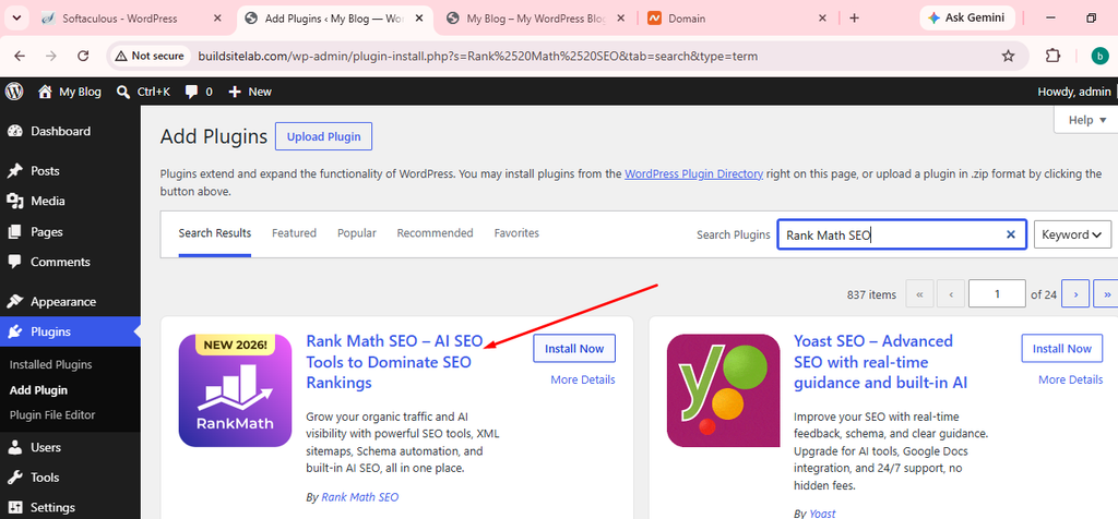 Add New Plugin screen in WordPress