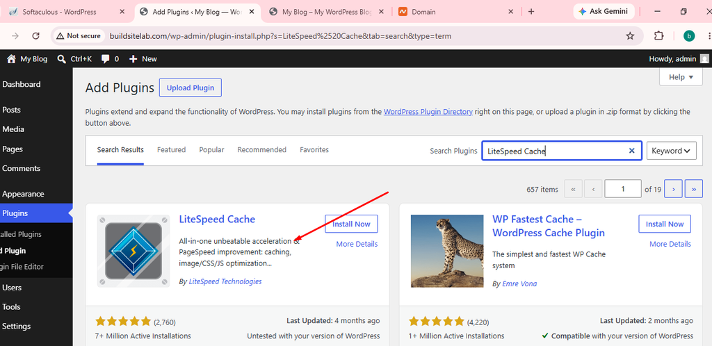 Install Now button for a WordPress plugin