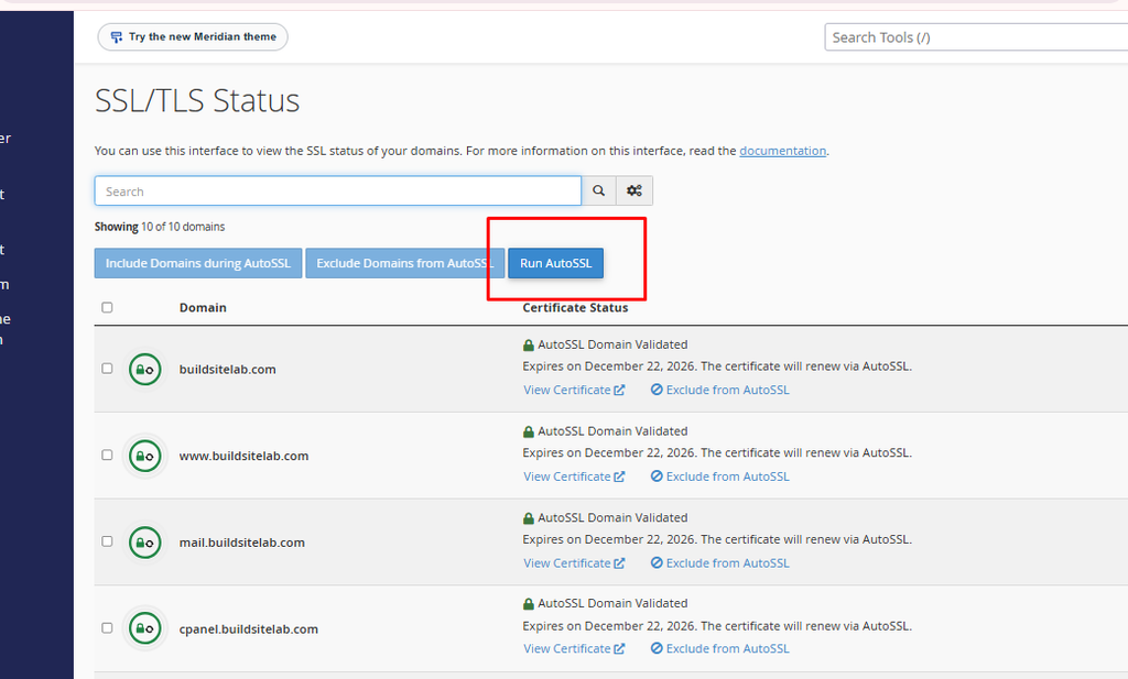 Run AutoSSL in HawkHost cPanel