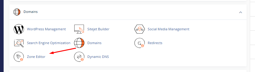 Domains → Zone Editor