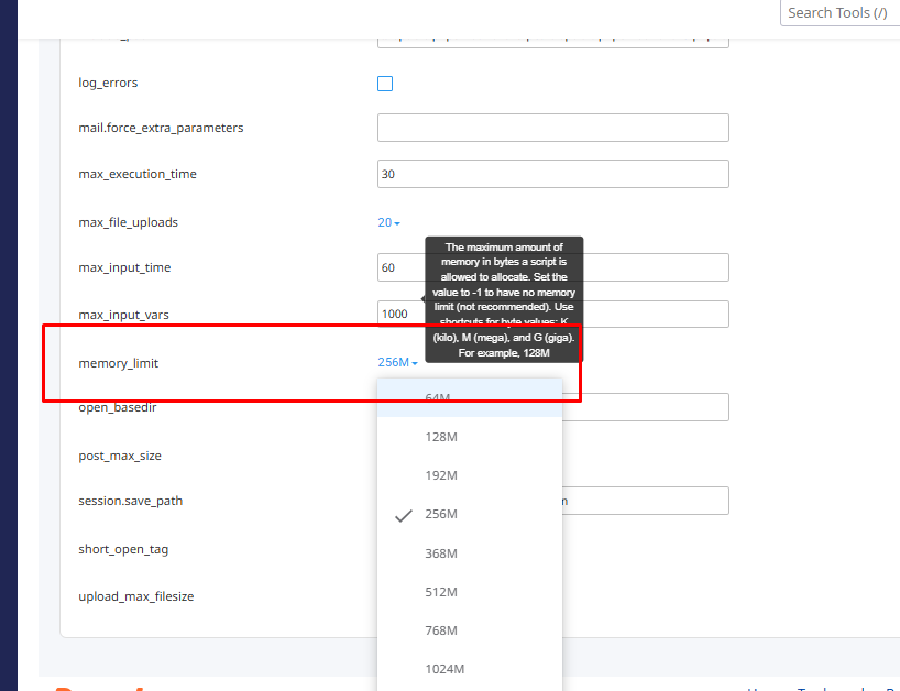  Updated PHP memory limit in HawkHost cPanel
